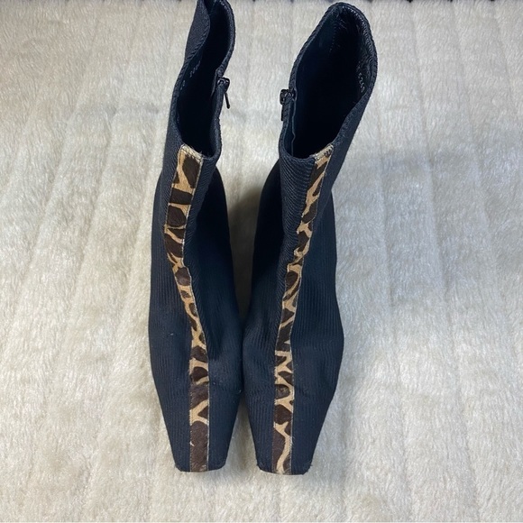𝅺DI Sandro Supreme Animal Print Black Square Toed Boot - Picture 6 of 11